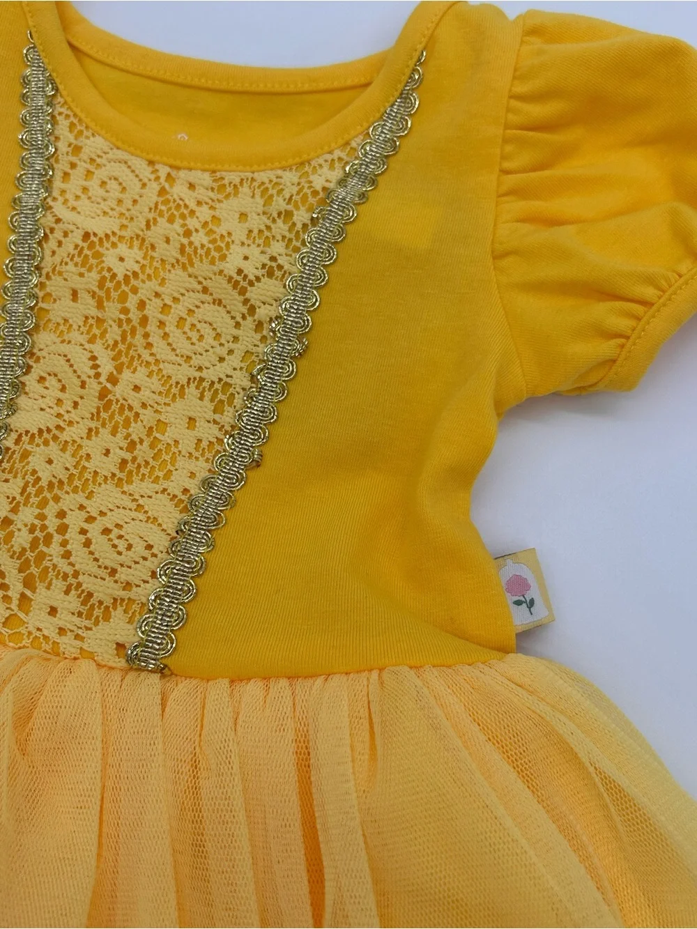 Disney Bright Yellow Tulle Lace Princess Dress Costume 12 Months